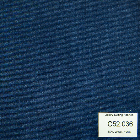 [ Hết hàng ] C52.036 Kevinlli V3 - Vải Suit 50% Wool - Xanh Dương Trơn